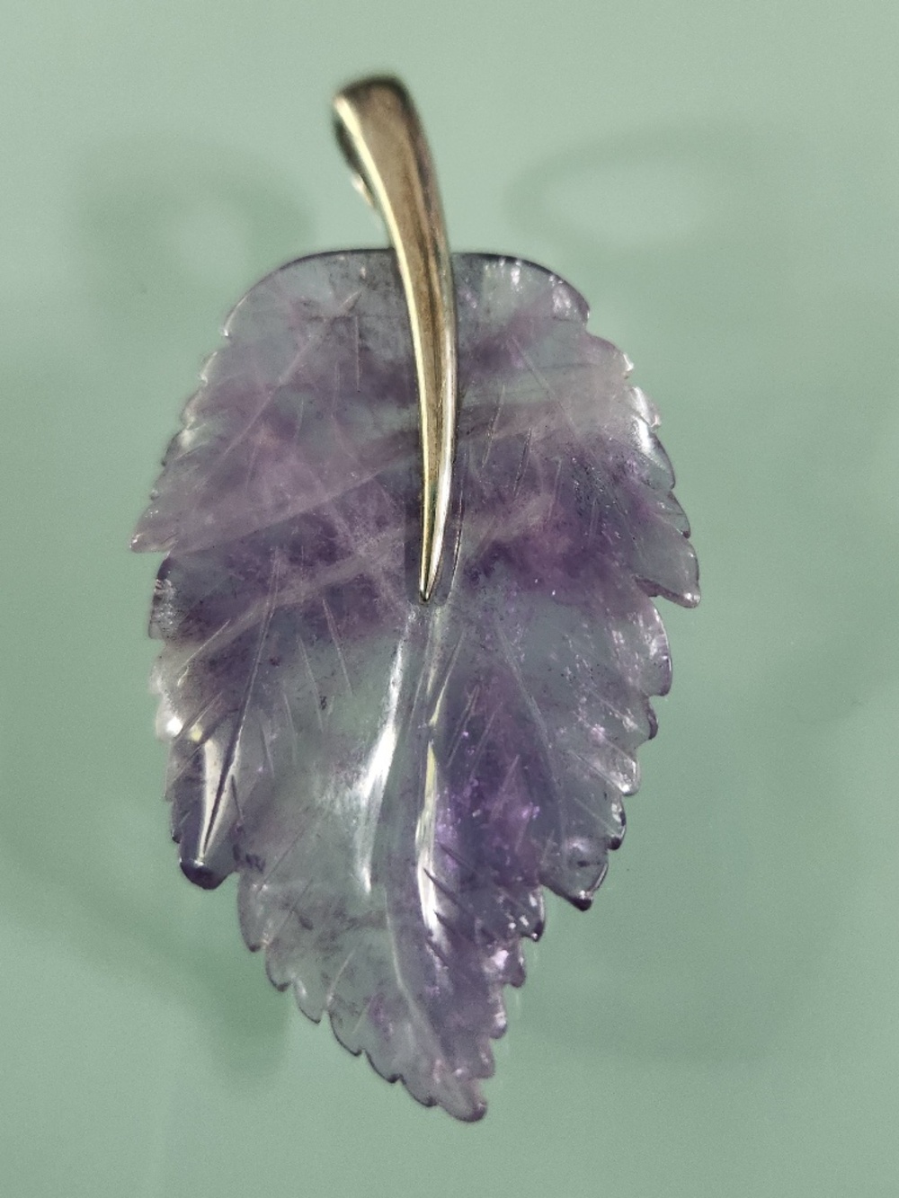 Whitney Kelly WK 925 Sterling Silver Carved Amethyst Leaf Pendant, preloved